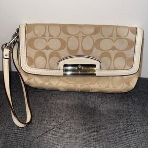 Coach Kristin Signature Sateen Large Flap Wristlet
